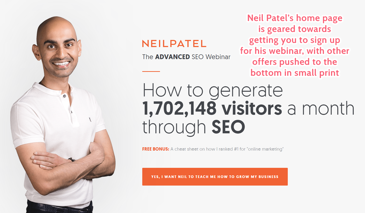 neil patel landing page