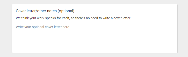 recruitment process google cover letter