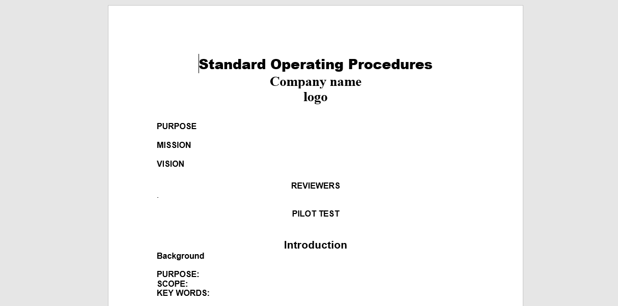 sop template example