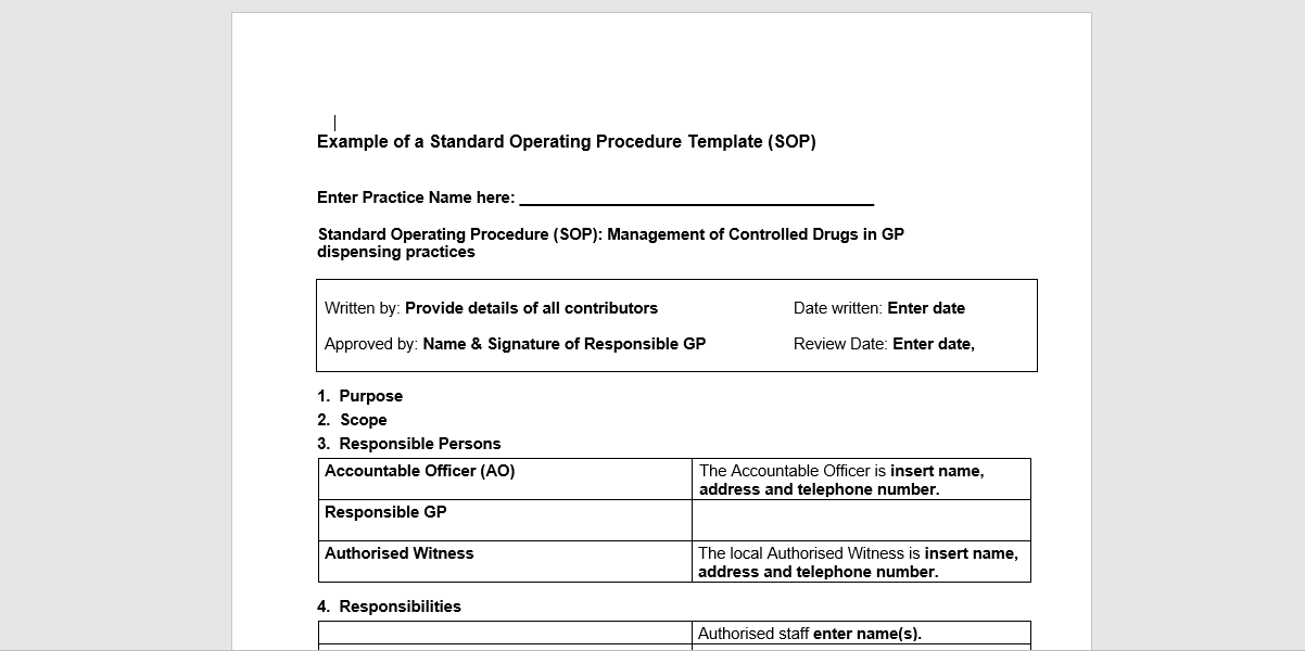 sample sop templates