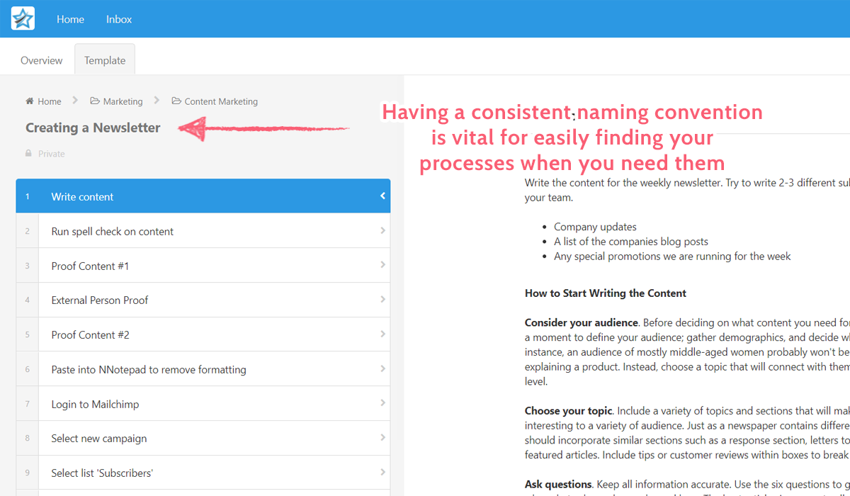 standardizing processes - naming convention