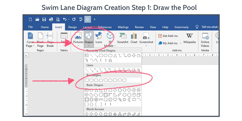 swim-lane-diagram-word-step-1