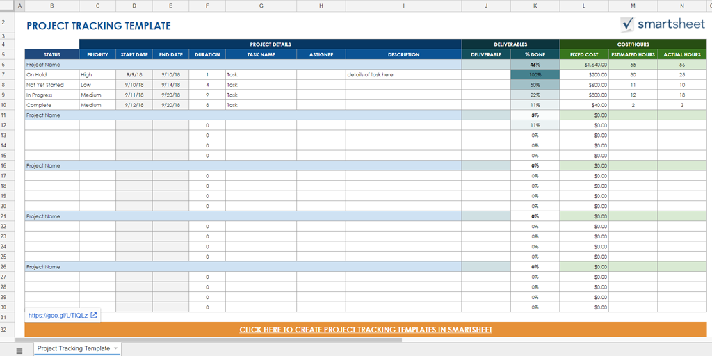 timeline template - google sheets