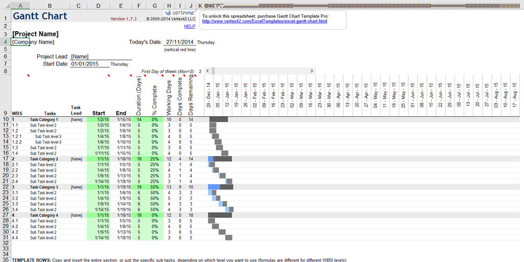 timeline template - long term gantt chart timeline