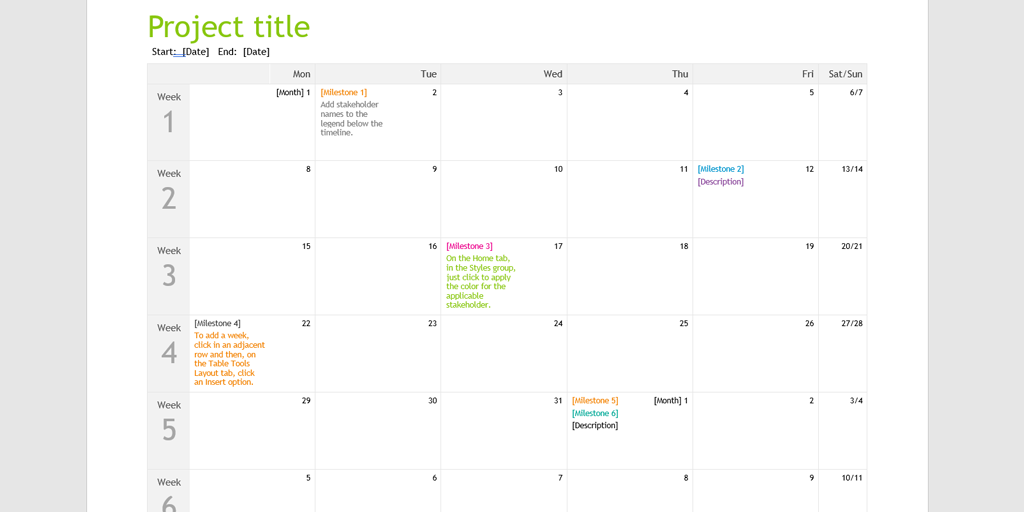 timeline template - ms project planning template