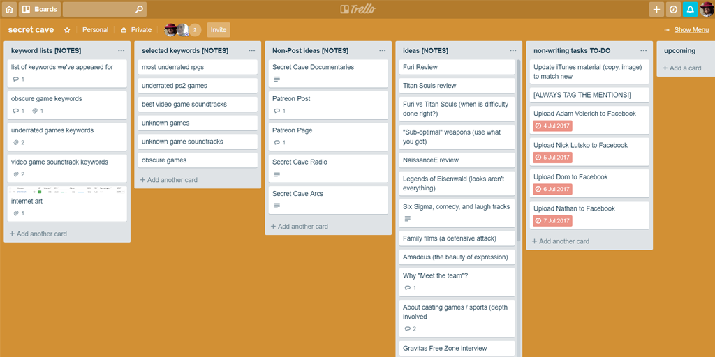 trello secret cave screenshot