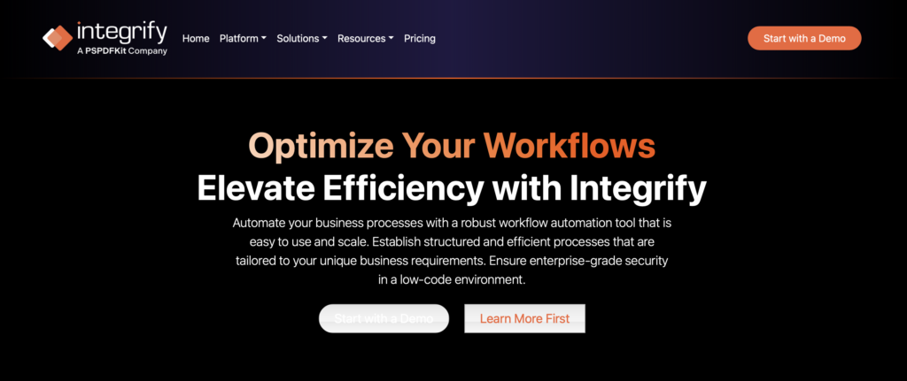 Image showing Integrify as process automation software