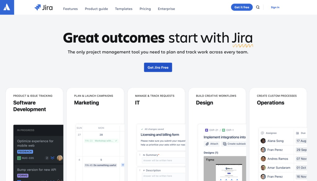 Image showing Jira as one of the best free workflow tools