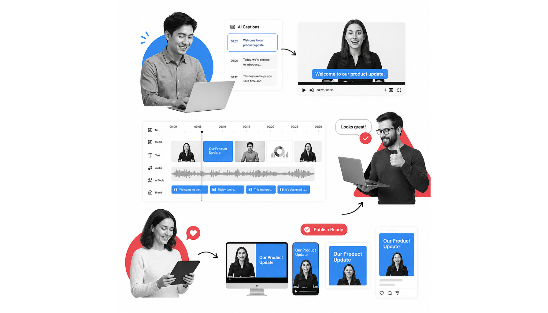 Branded AI video editing illustration