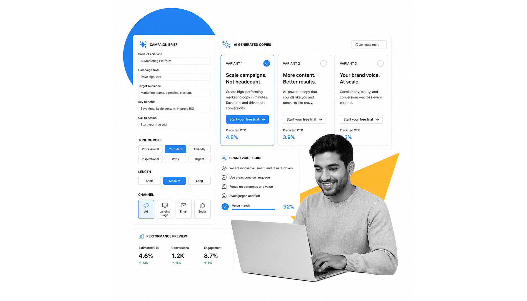 AI marketing copywriting illustration