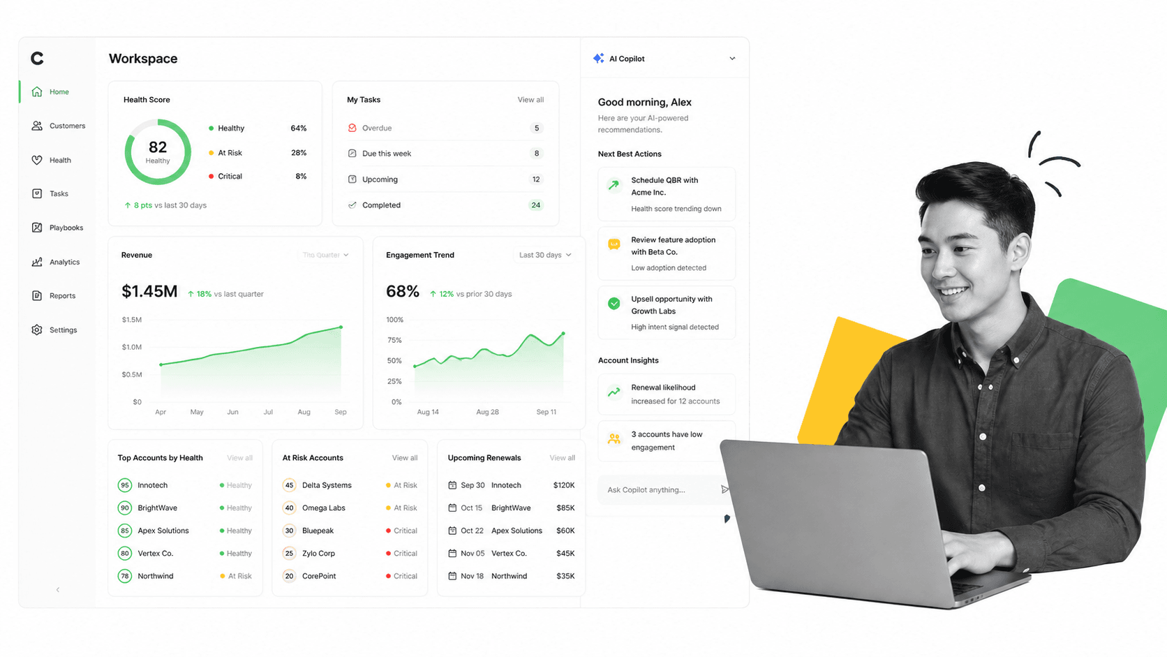 Vitally AI-powered customer success workspace with copilot insights