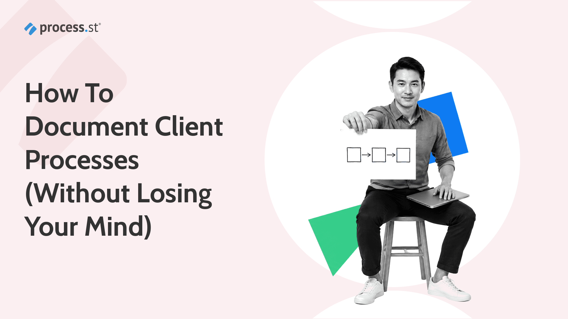 consultant handing a documented client process flowchart on a single page to a client