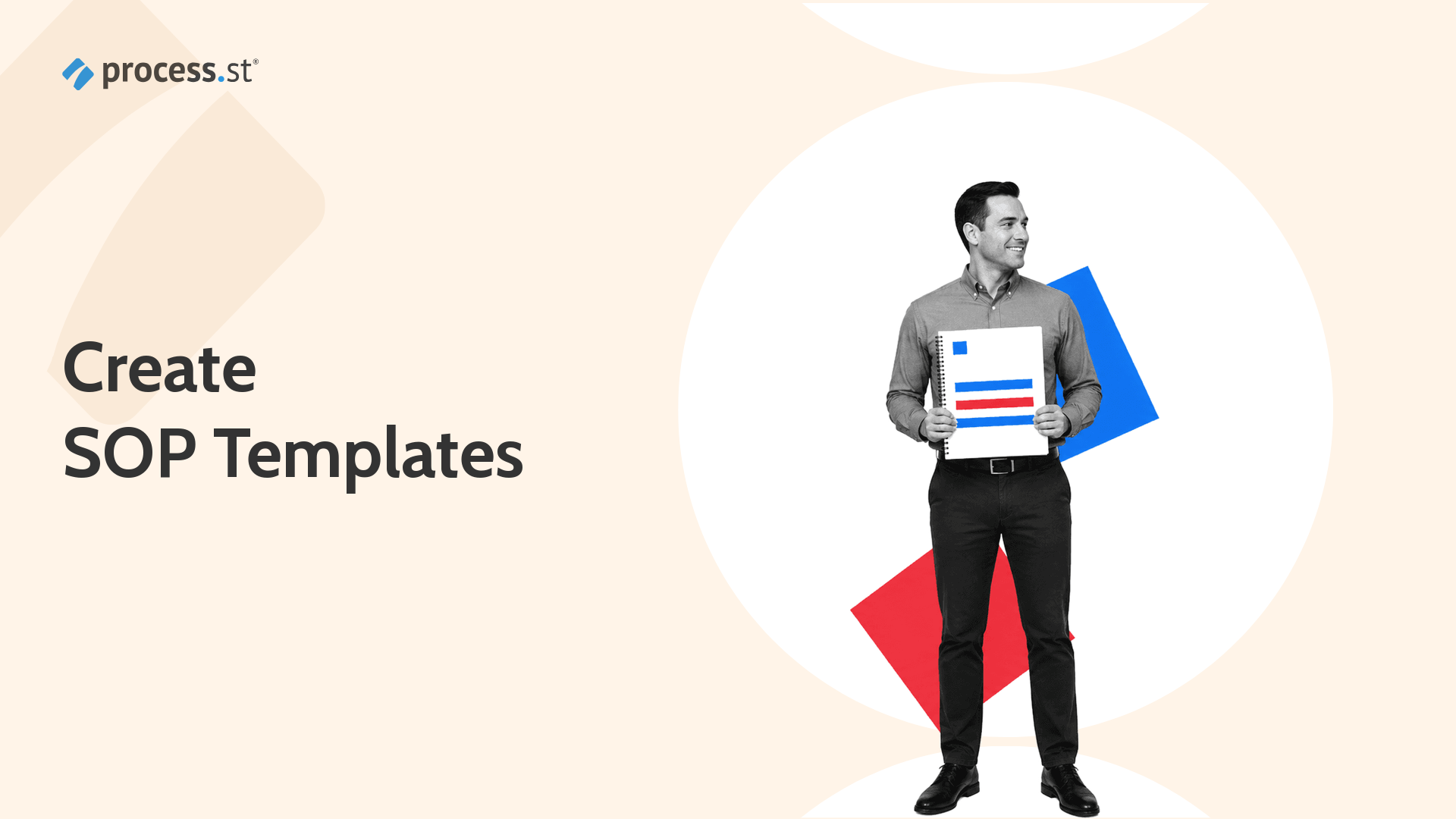 Professional building an SOP template in a workflow interface with numbered steps for Purpose, Scope, and Procedure