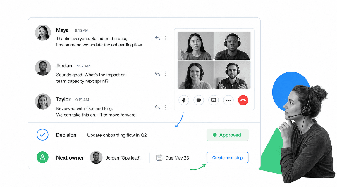 Team chat and video decision surface as an email alternative for team communication