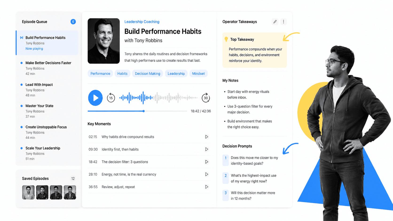 Tony Robbins Podcast podcast recommendation interface