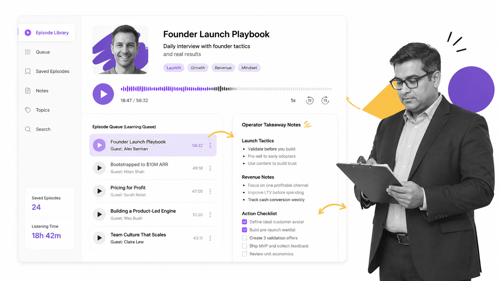 Entrepreneurs On Fire podcast recommendation interface