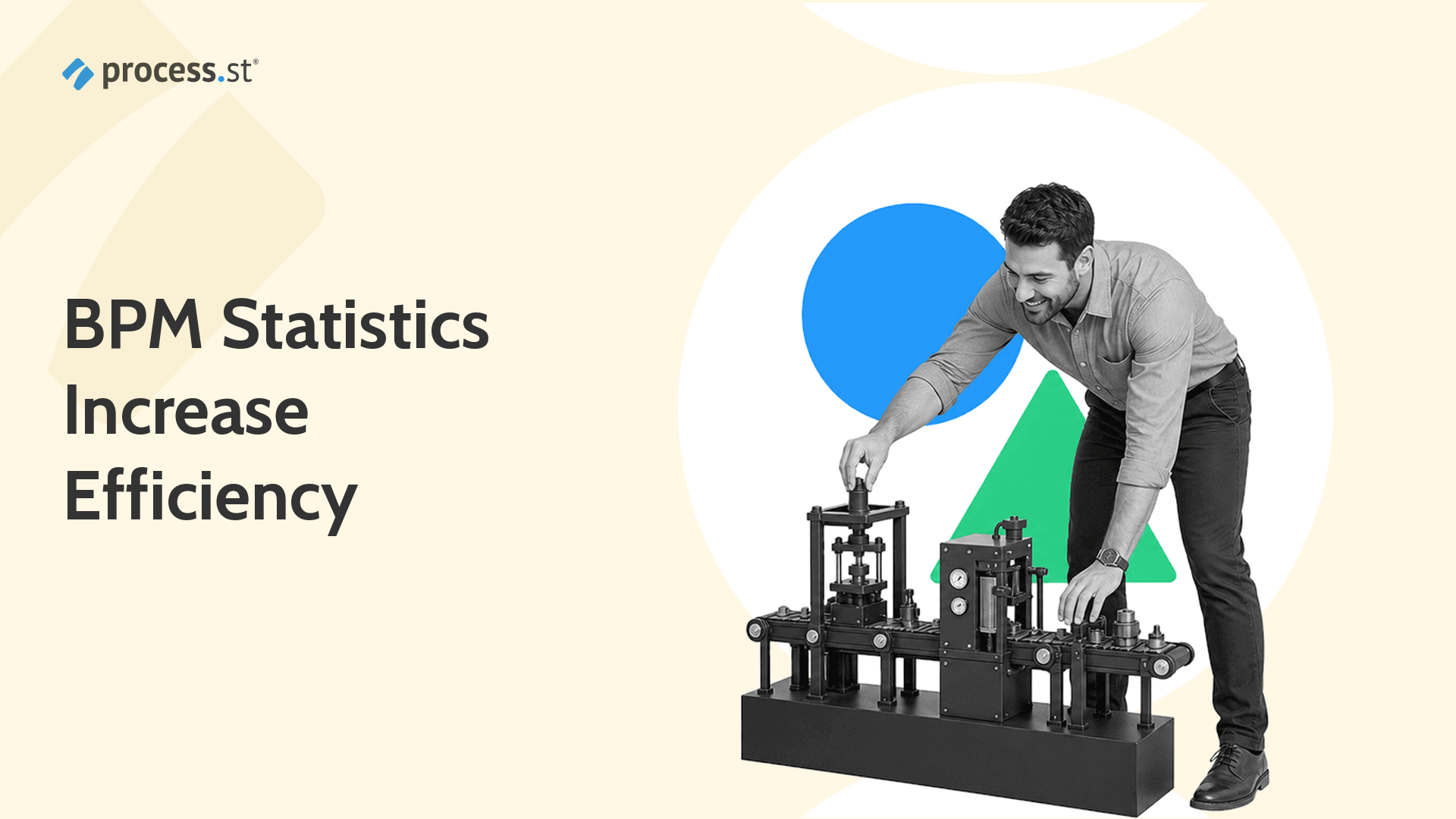 Operations leader adjusting a miniature process line for BPM statistics about efficiency