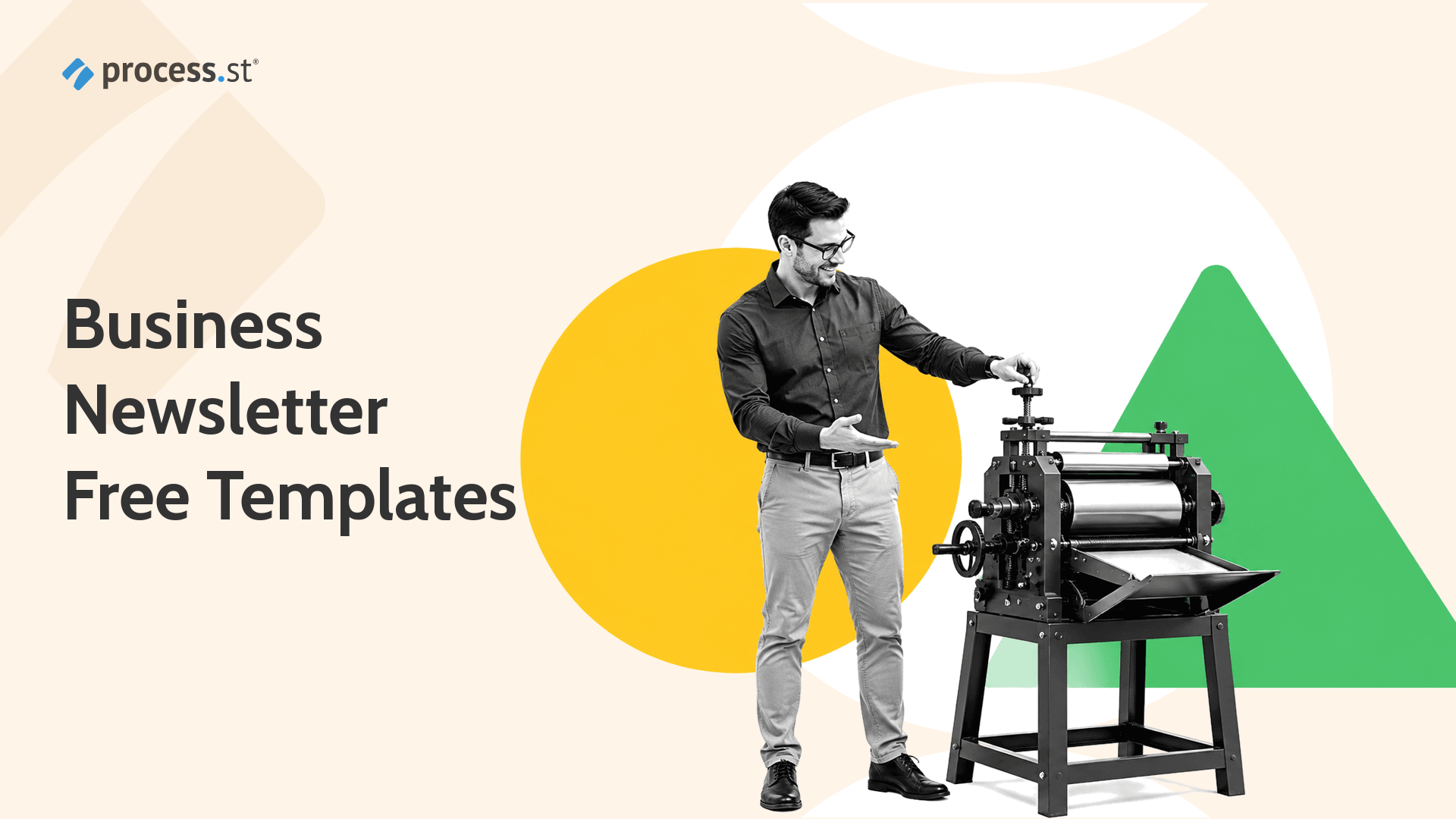 Marketing operations manager calibrating a miniature newsletter printing press for business newsletter free templates