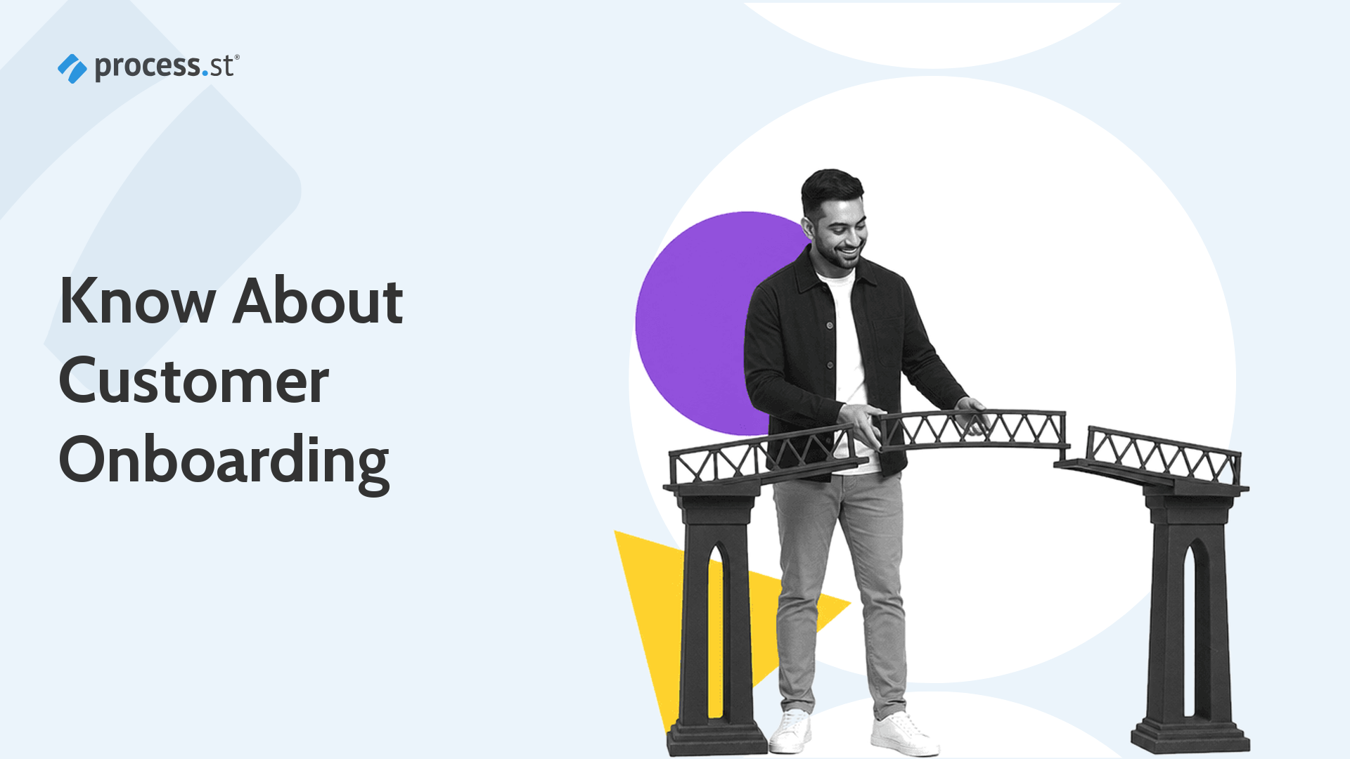 Customer success operations lead aligning a bridge span to represent customer onboarding.
