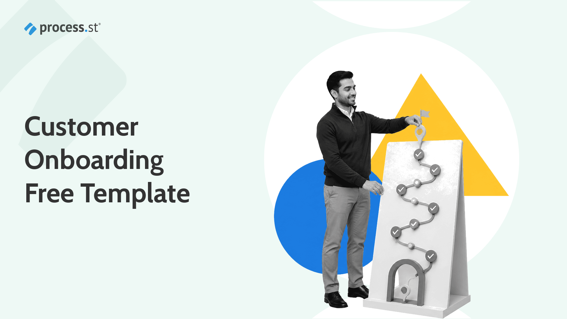 Customer success manager placing a milestone marker on a customer activation route map for onboarding.
