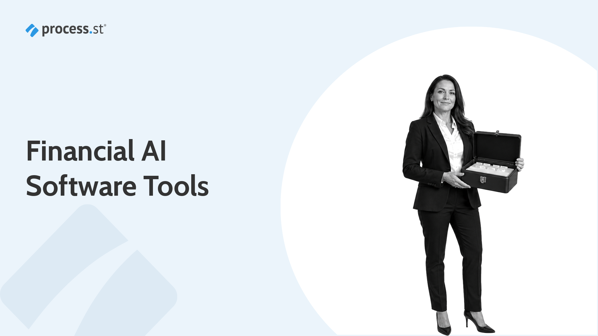Finance operations leader holding an organized cashbox for a financial AI software tools guide