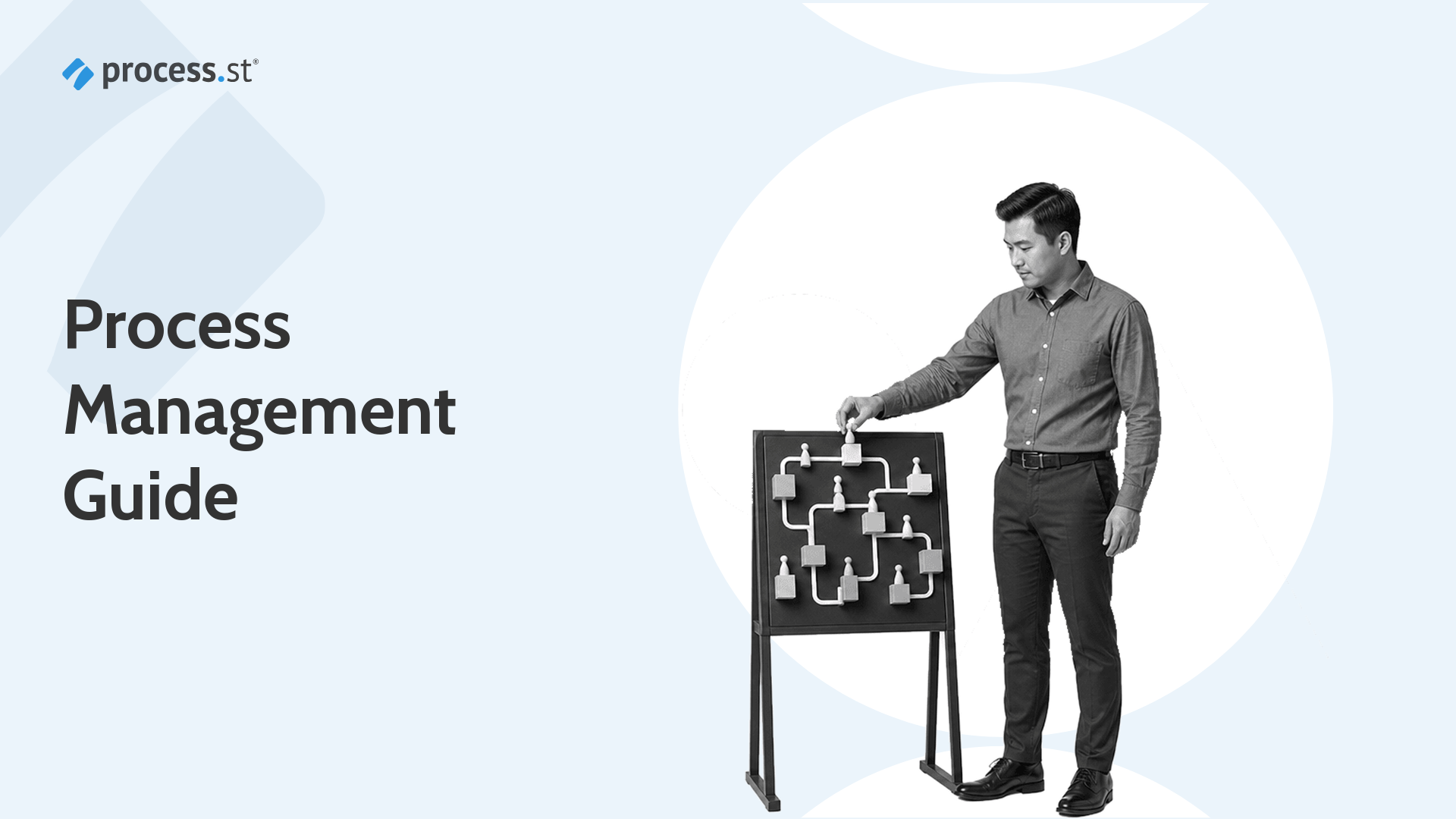 Operations leader adjusting a physical process control board for a process management guide