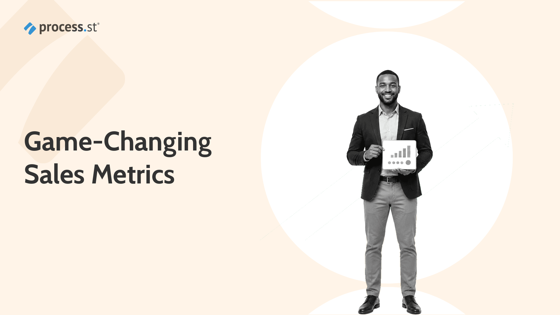 Revenue operations manager reviewing game-changing sales metrics in a Process Street blog header