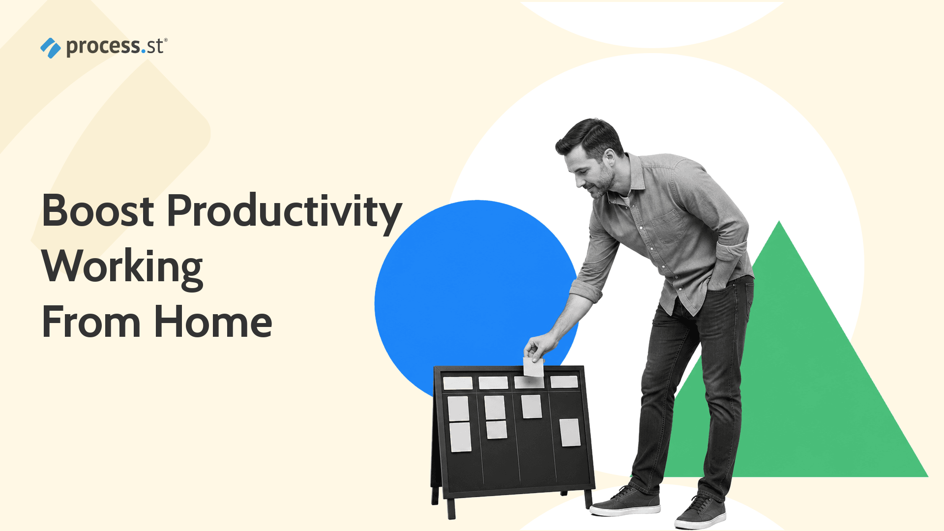 Black and white remote manager adjusting a miniature planning board to boost productivity working from home