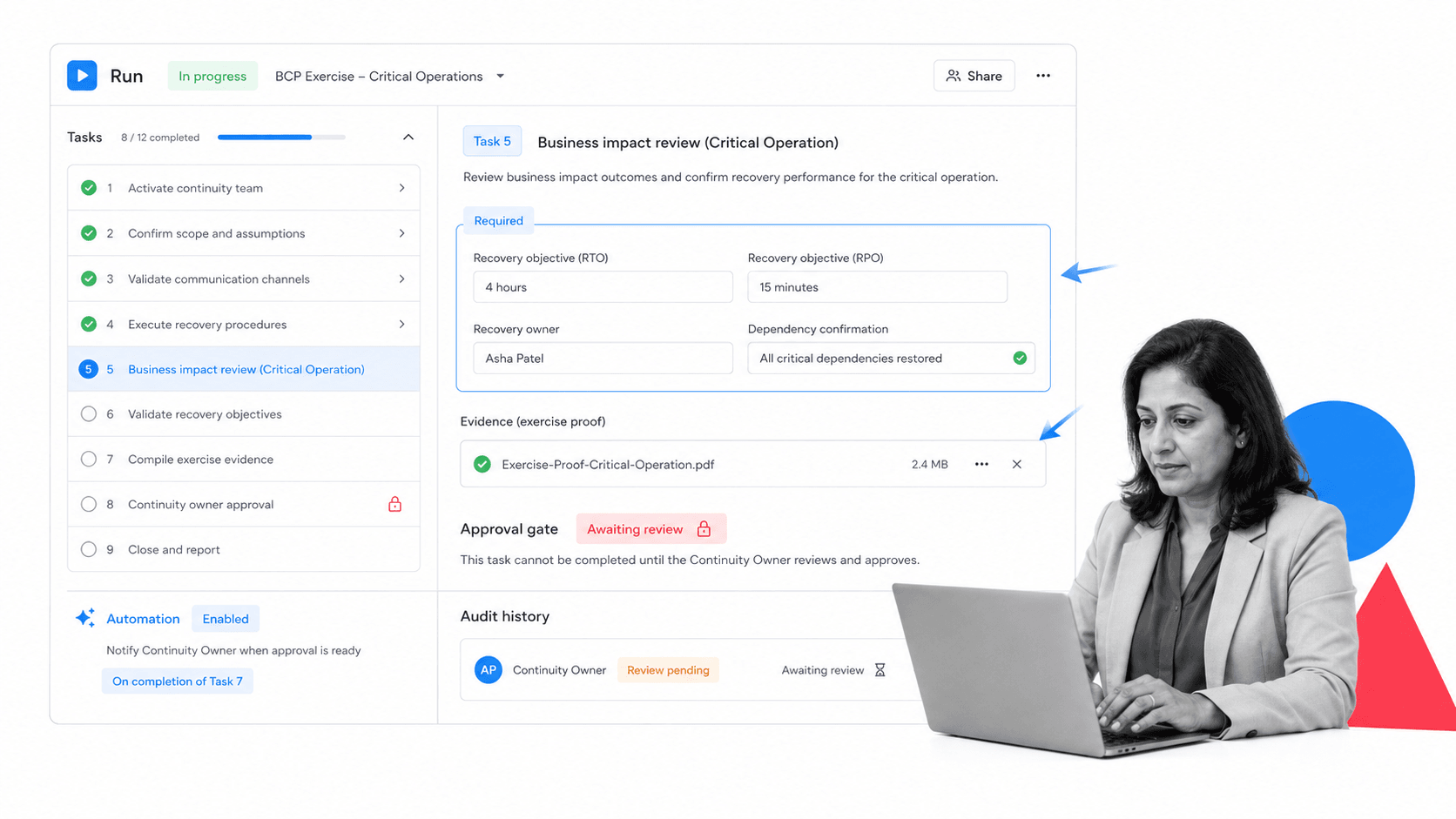 Process Street business continuity workflow run