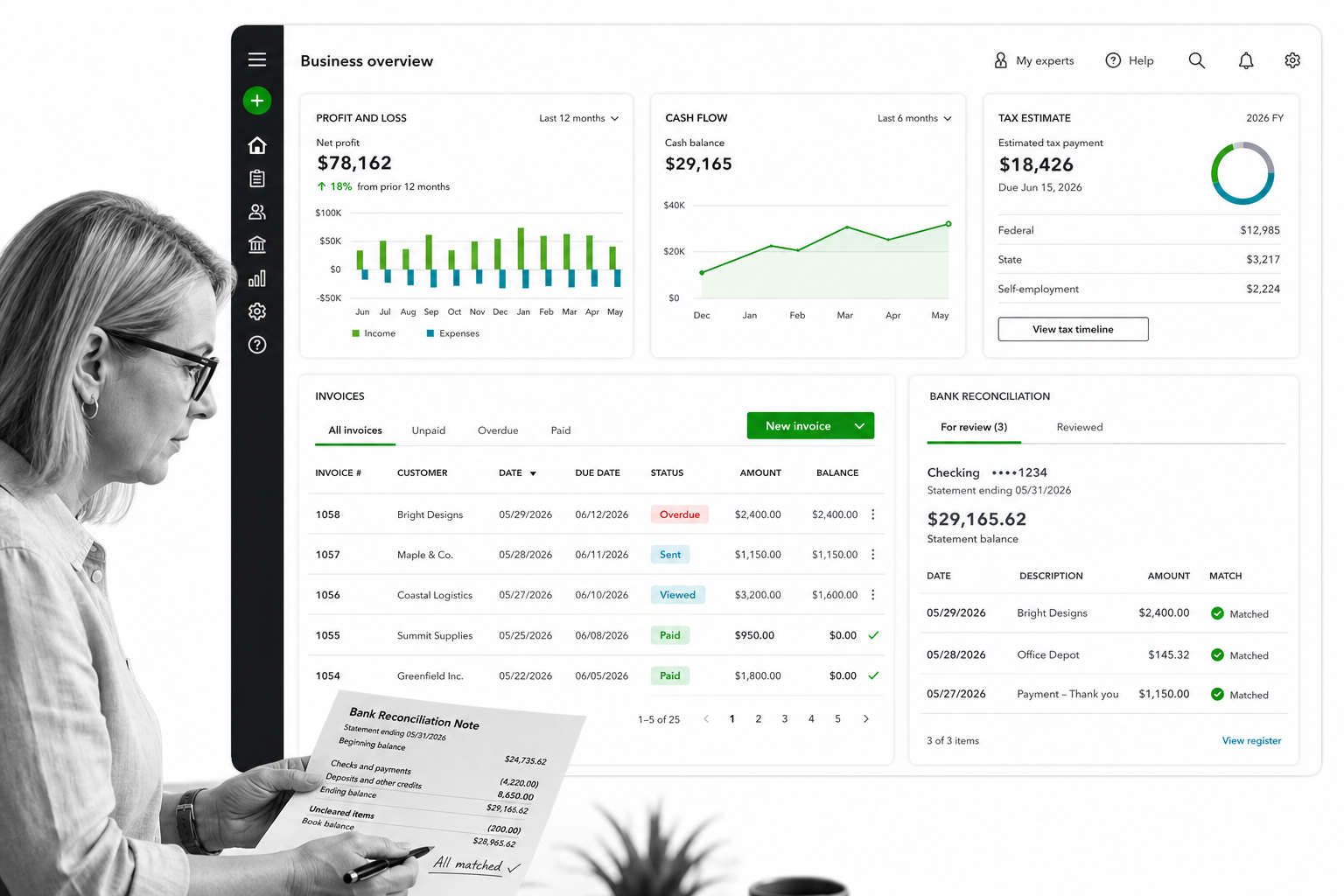 QuickBooks Online business tools interface illustration