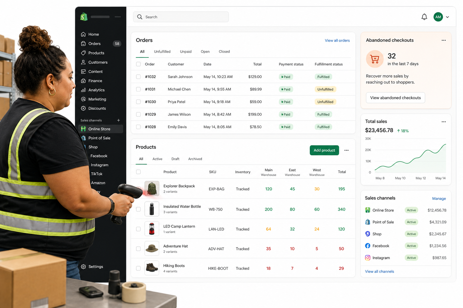 Shopify business tools interface illustration