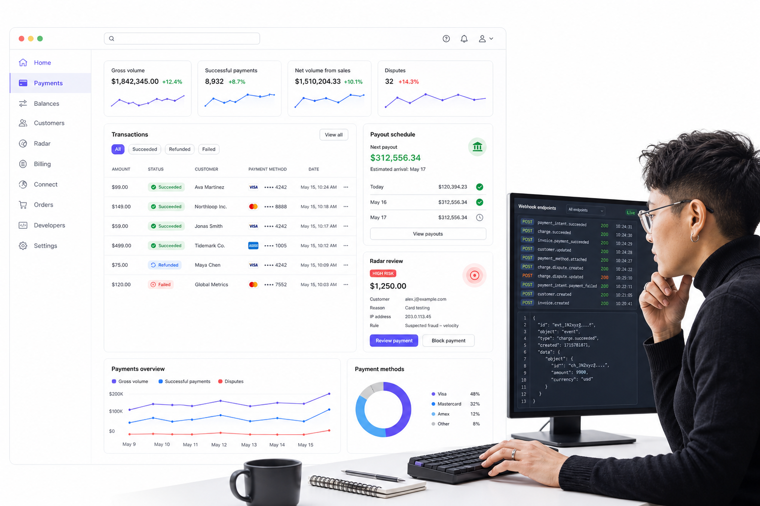 Stripe business tools interface illustration