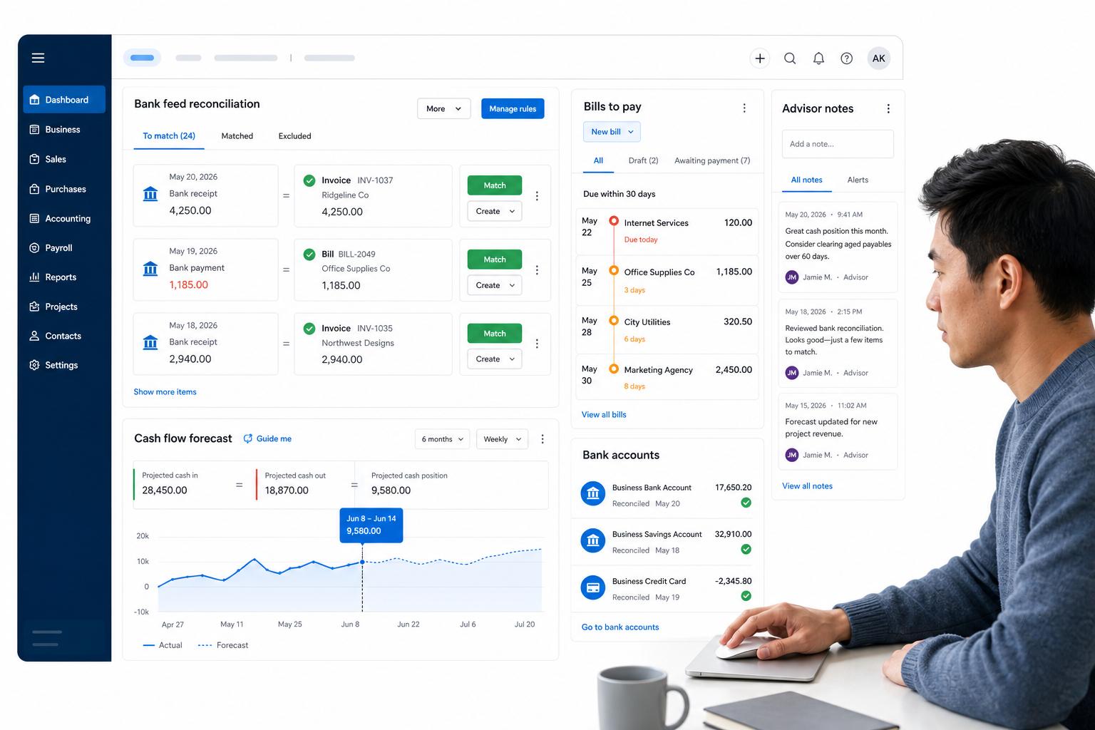 Xero business tools interface illustration