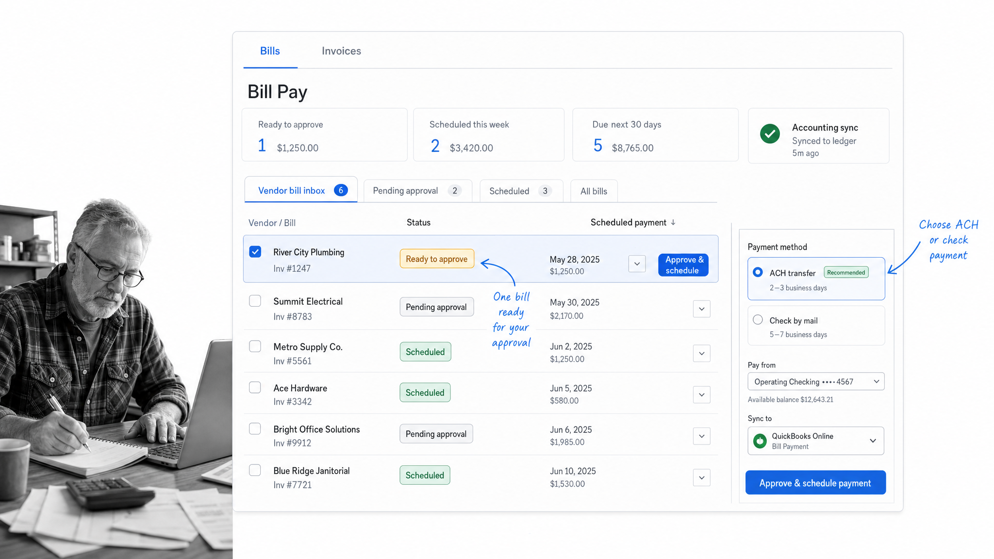 BILL accounts payable and bill payment automation screen.