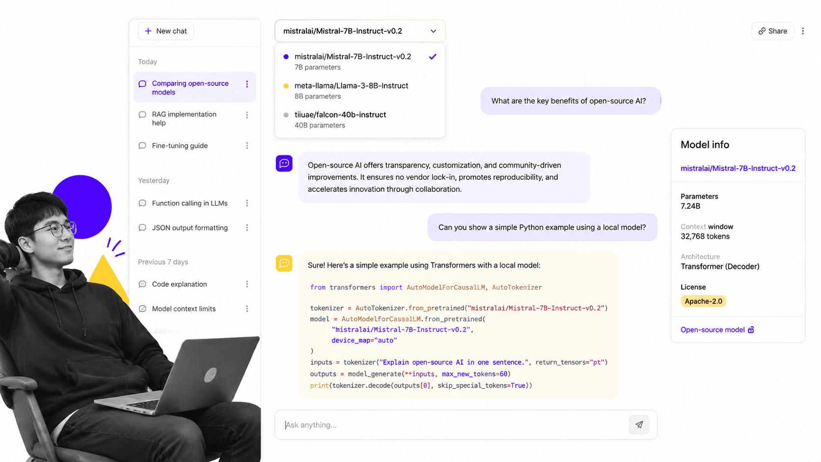 HuggingChat interface showing key features - Process Street