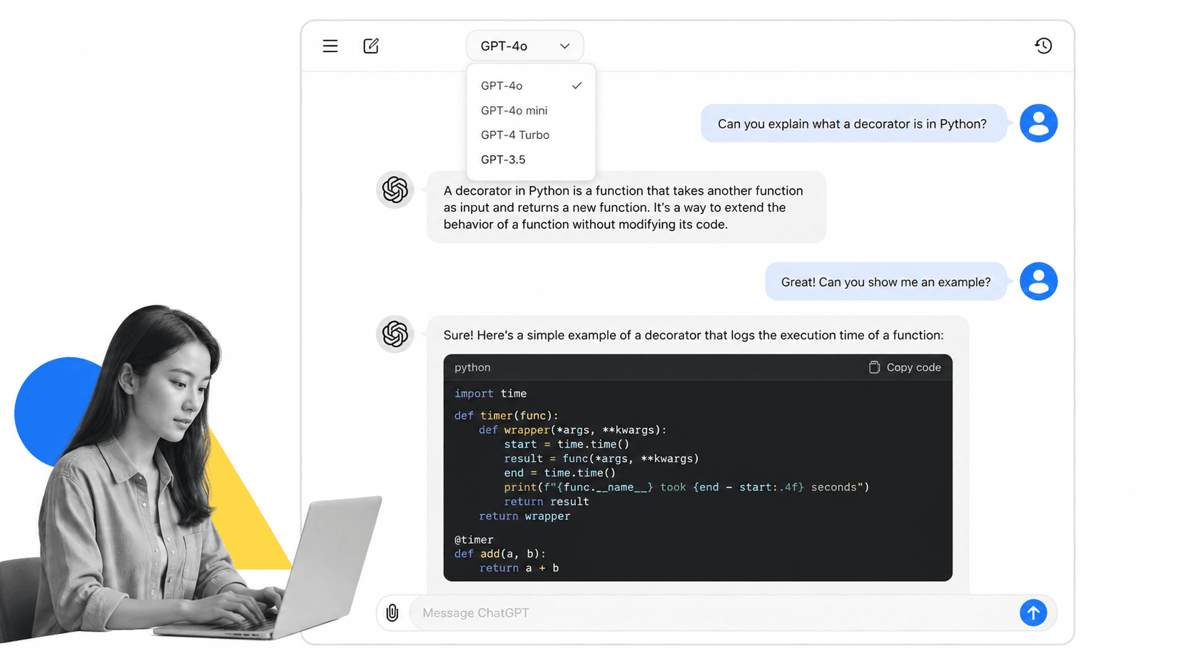 ChatGPT (OpenAI) interface showing key features - Process Street