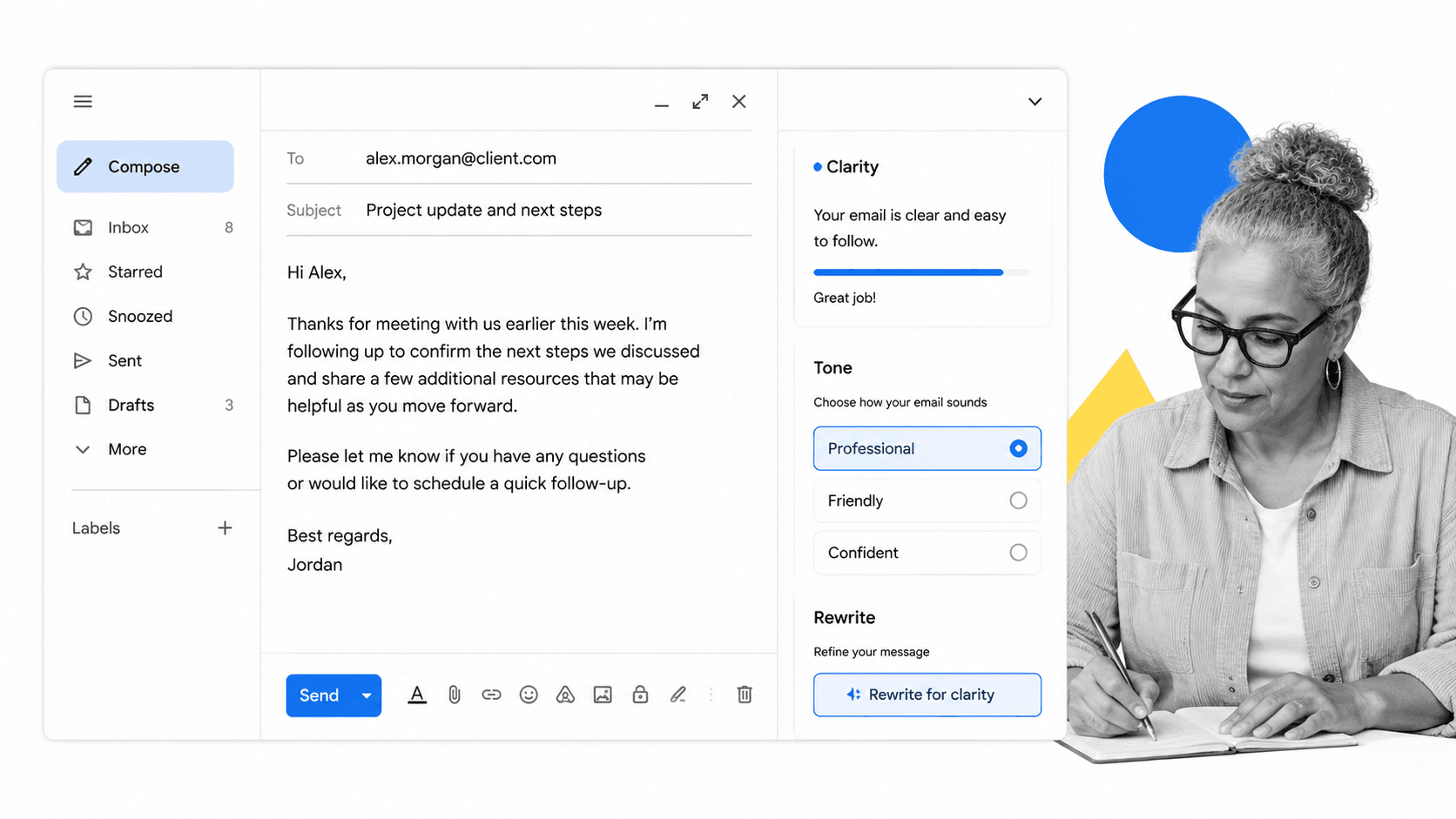 Gmail extension workflow illustration for Grammarly