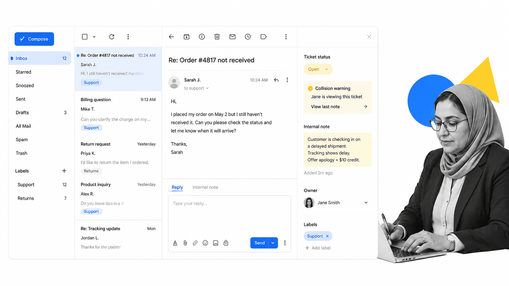Gmail extension workflow illustration for Keeping