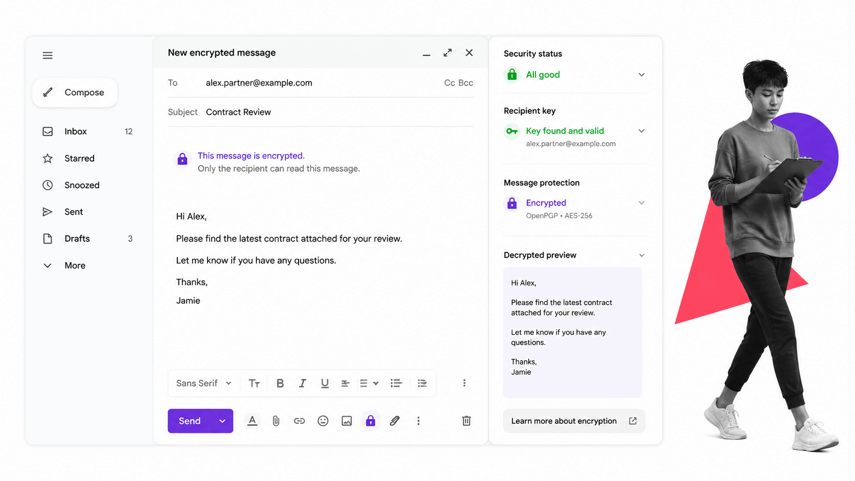 Gmail extension workflow illustration for Mailvelope