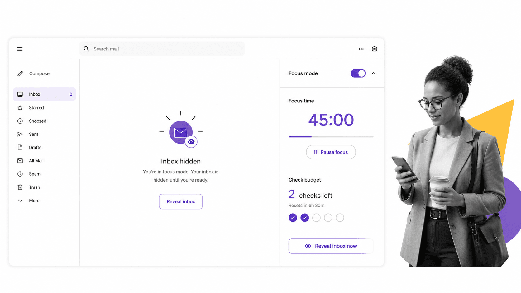 Gmail extension workflow illustration for Inbox When Ready