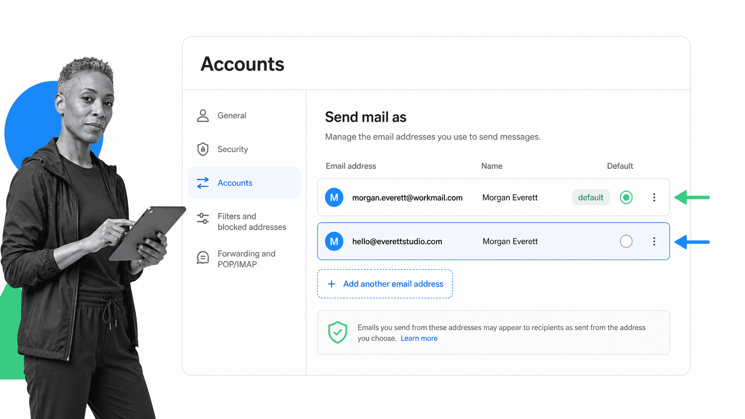 Gmail tip 18 inline visual showing a focused email productivity surface with a black and white operator.