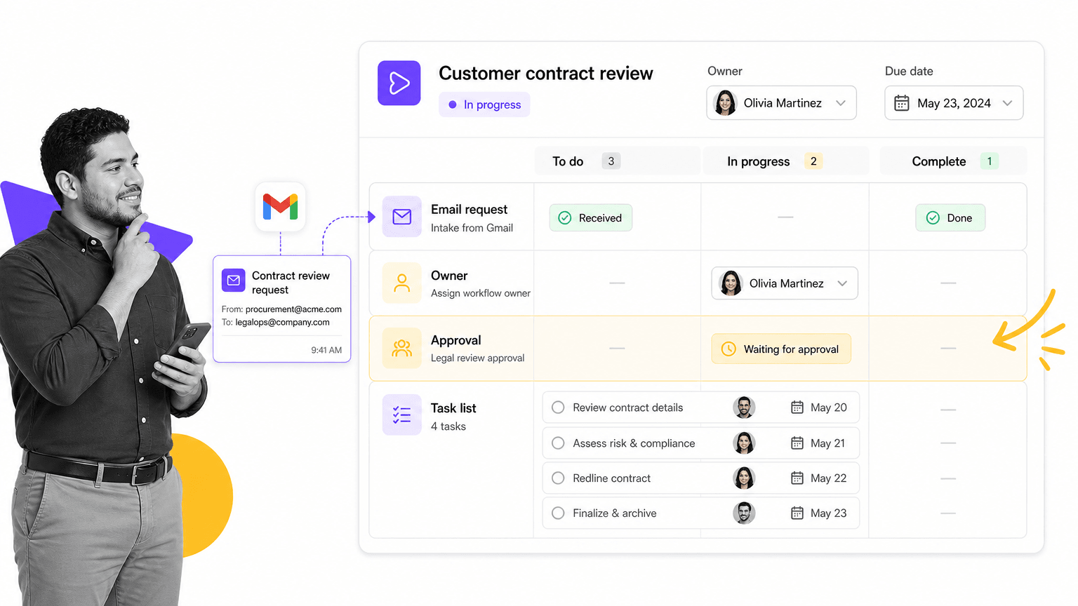 Gmail tip 19 inline visual showing a focused email productivity surface with a black and white operator.