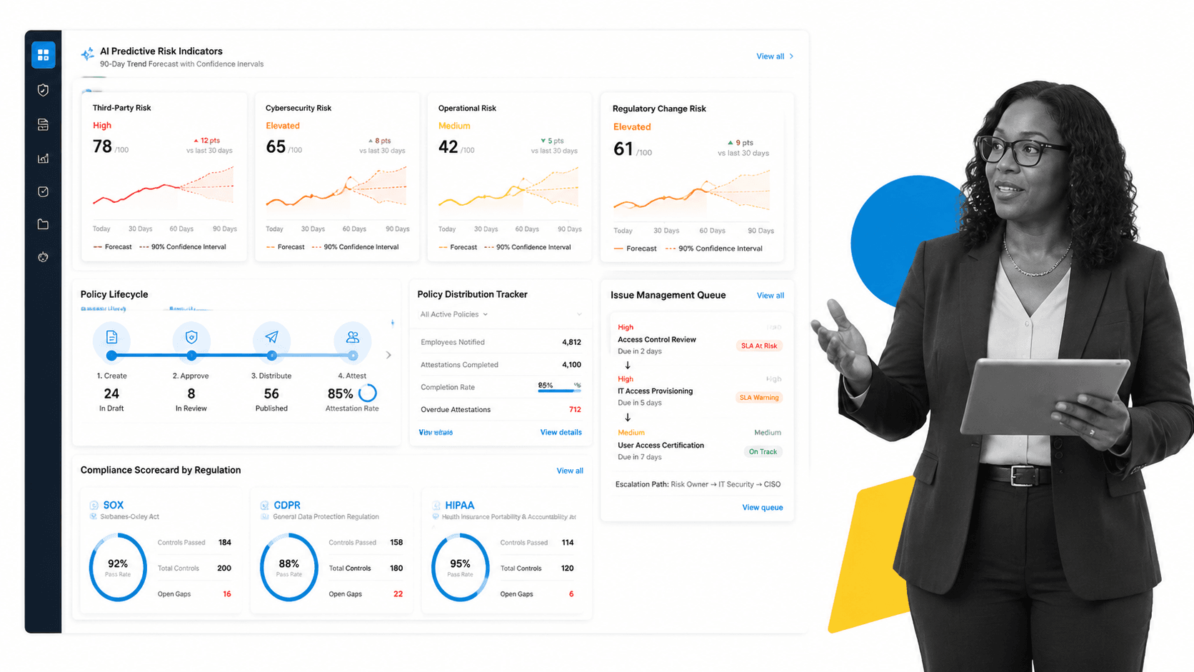 MetricStream GRC platform interface for governance risk and compliance management