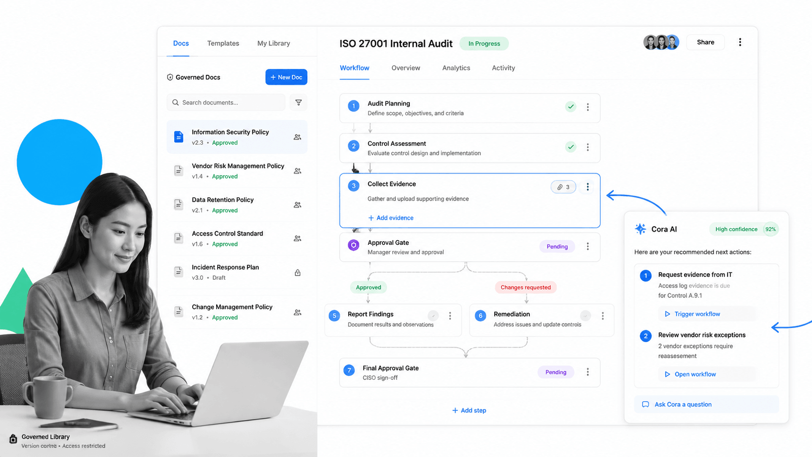 Process Street GRC platform interface for governance risk and compliance management