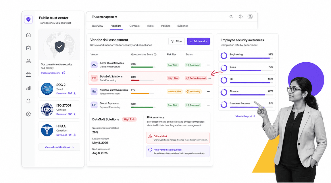 Vanta GRC platform interface for governance risk and compliance management