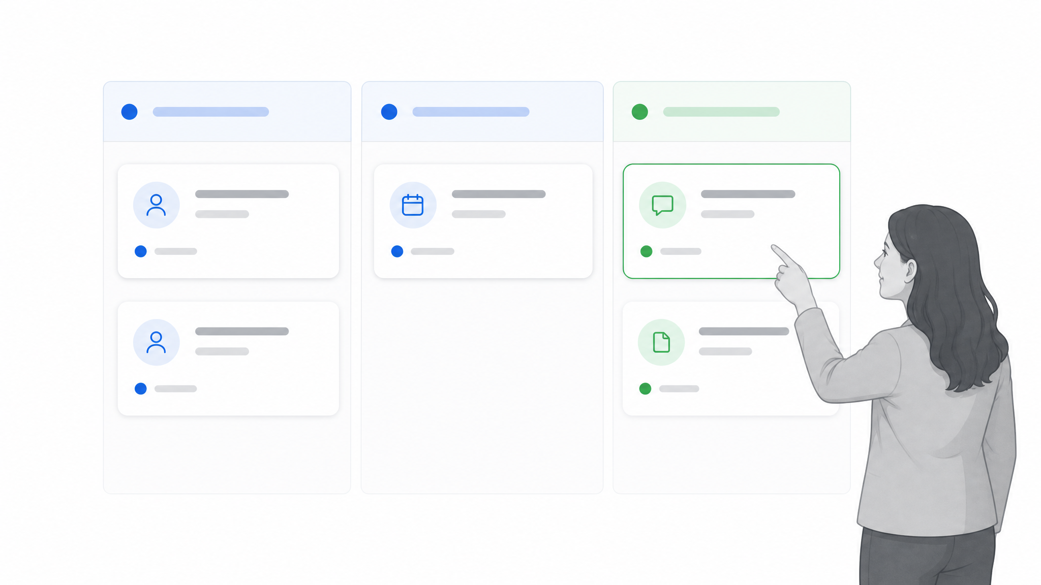 HR communication workflow board for regular employee conversations