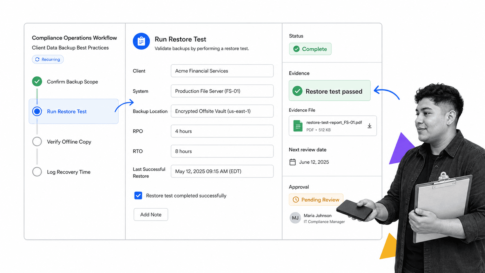 Process Street workflow screen for Client Data Backup Best Practices