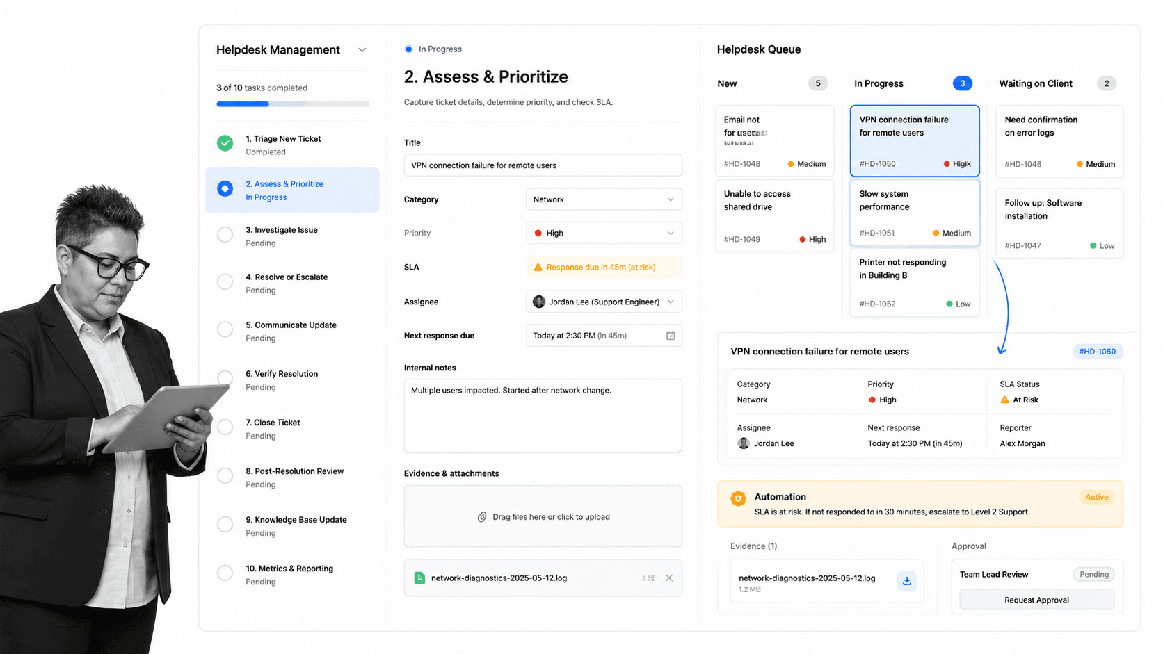Process Street workflow screen for Helpdesk Management