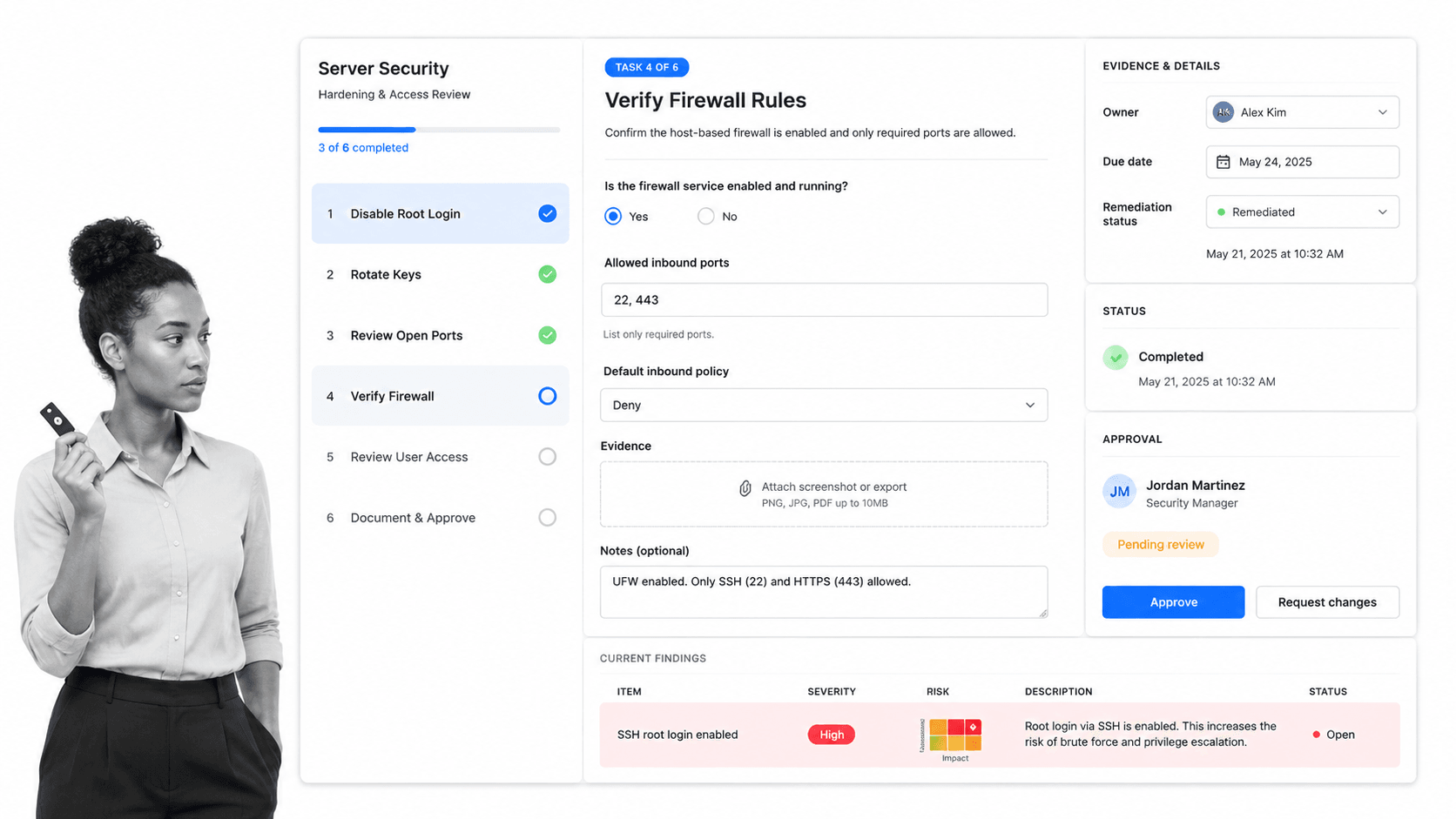 Process Street workflow screen for Server Security