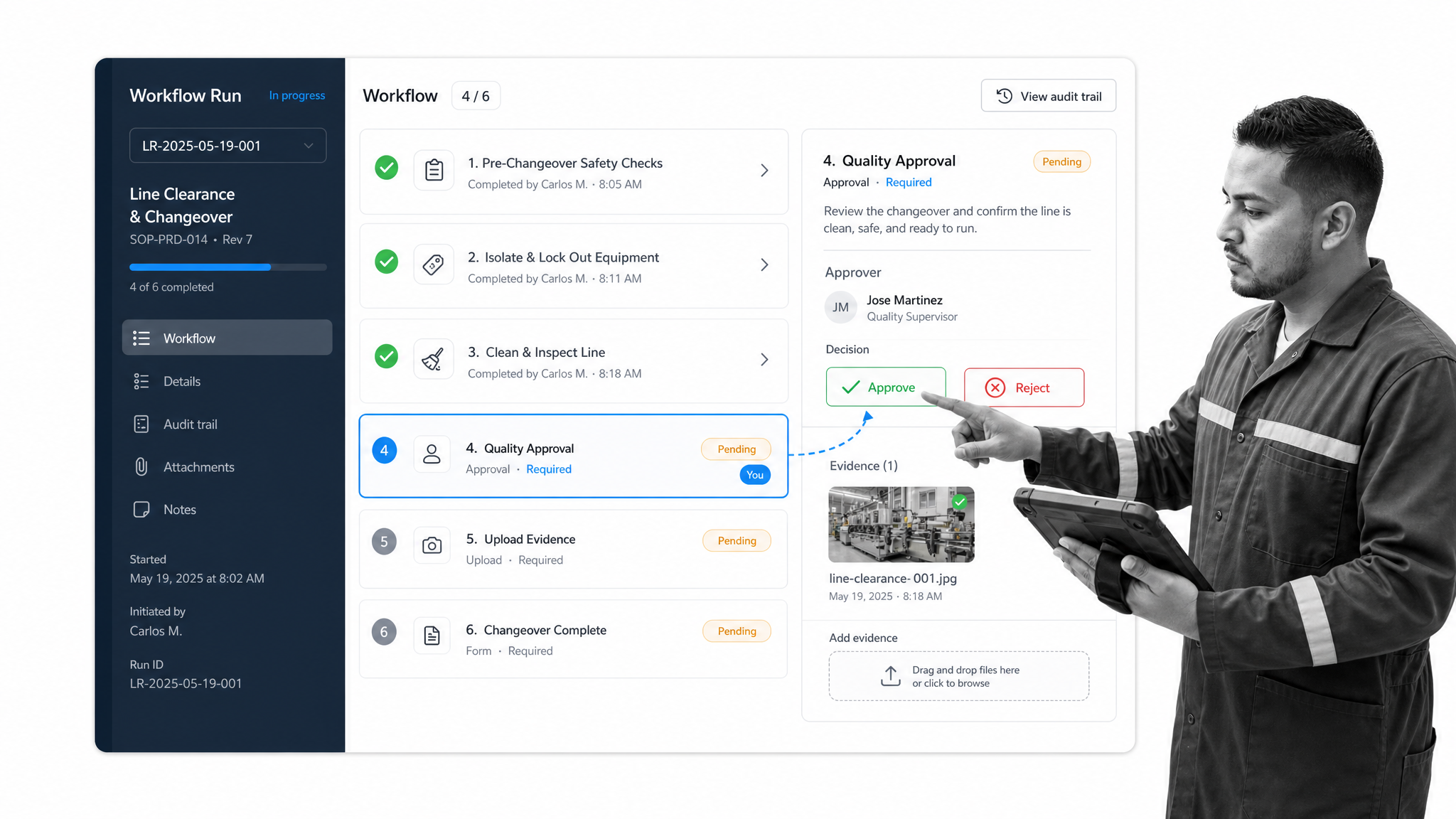 Process Street manufacturing management software interface for production teams